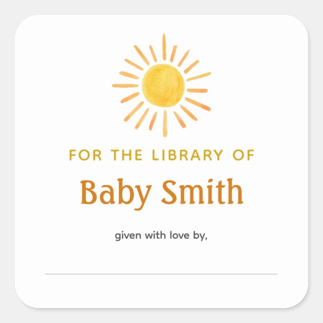 Sticker Sunshine Plaque baby shower (Devant)