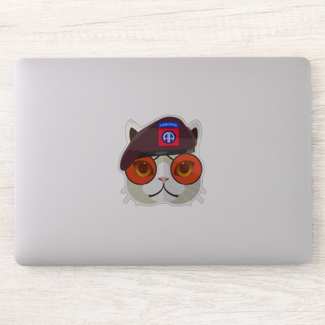 Sticker "Super Cool Parachutiste Chat" (Ordinateur)
