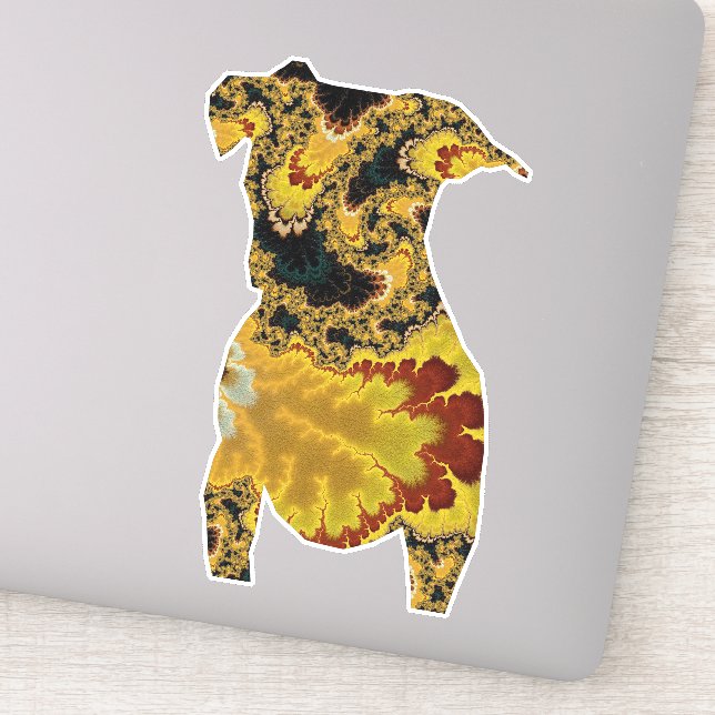Sticker Super Jaune et Rouge Fractée Chien Silhouette (Détail)