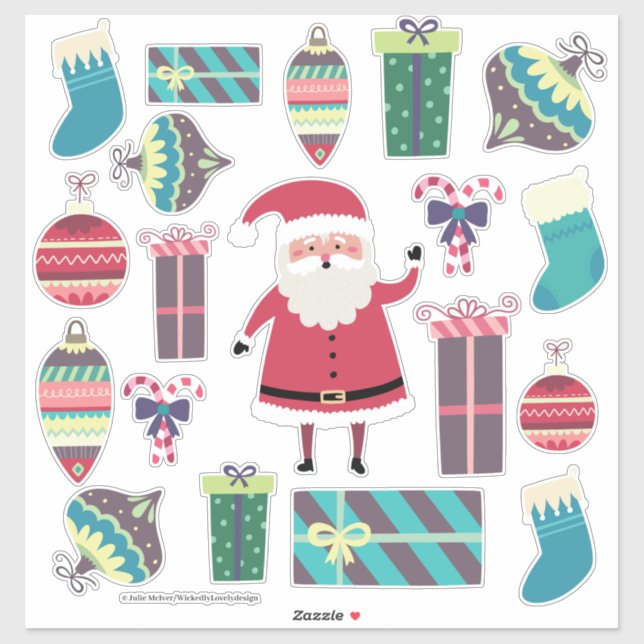 Sticker Super mignon Père Noël mixte Noël Set One (Feuille)