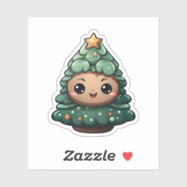 Sticker Super mignon Sourire vert bébé arbre de Noël