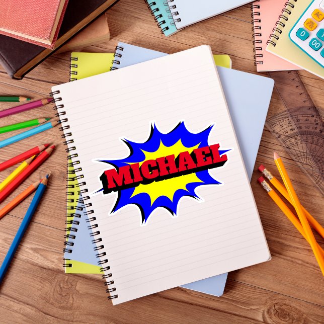 Sticker Superhero Kids Comic Book Nom personnalisé (Créateur téléchargé)