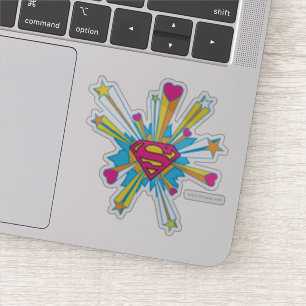 Sticker Superman Stylized   Pink with Hearts Logo