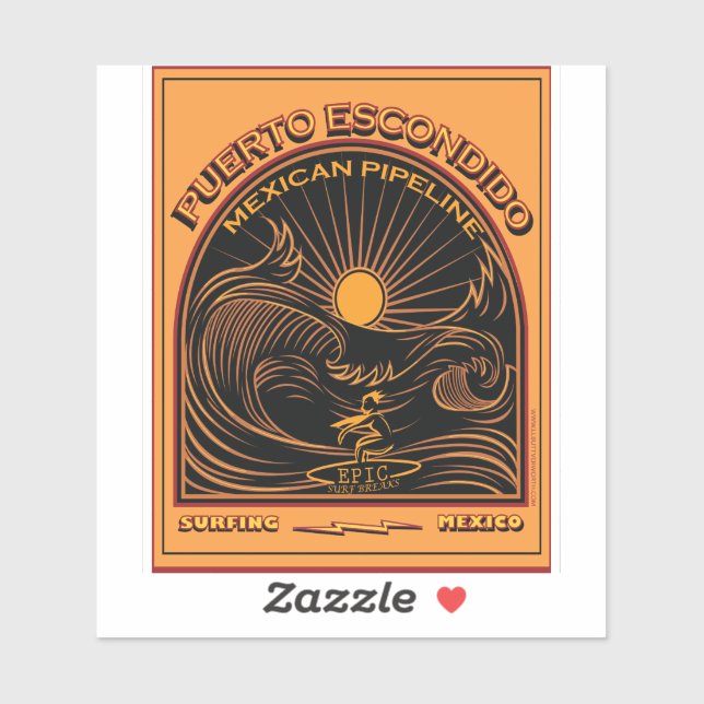 STICKER SURF MEXICAN PIPELINE PUERTO ESCONDIDO MEXICO (Feuille)