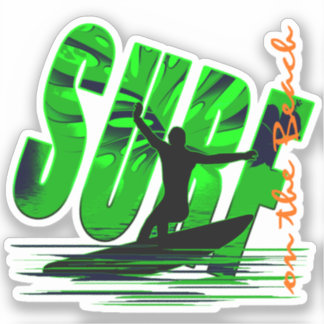 Sticker Surf surfeur sur la plage