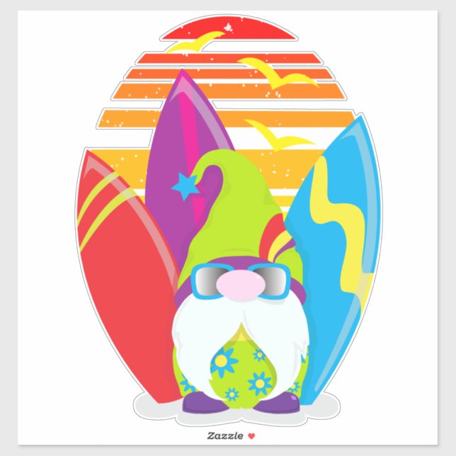 Sticker Surfer Gnome (Feuille)