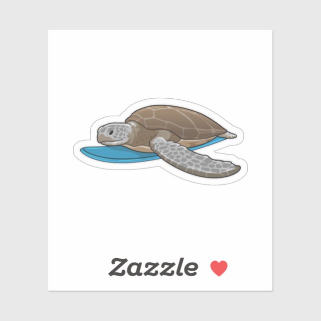 Sticker Surfer sur tortue (Feuille)
