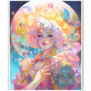 Sticker Surreal Lady Imaginaire Art