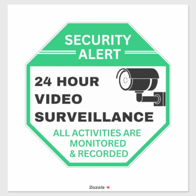 Sticker Surveillance vidéo 24 heures (Feuille)