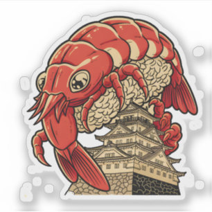 Sticker Sushi de crevette mignon sur un design d'art de ch