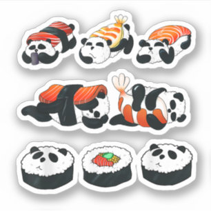 Sticker Sushi Maki Câlin de Panda Mignon Amoureux Drôle Ka