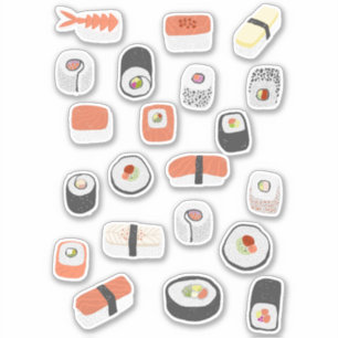 Sticker Sushi Nagiri Sashimi Maki Roll Nourriture japonais