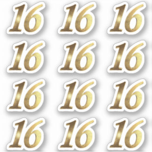 Sticker Sweet 16 Faux Gold 16e anniversaire