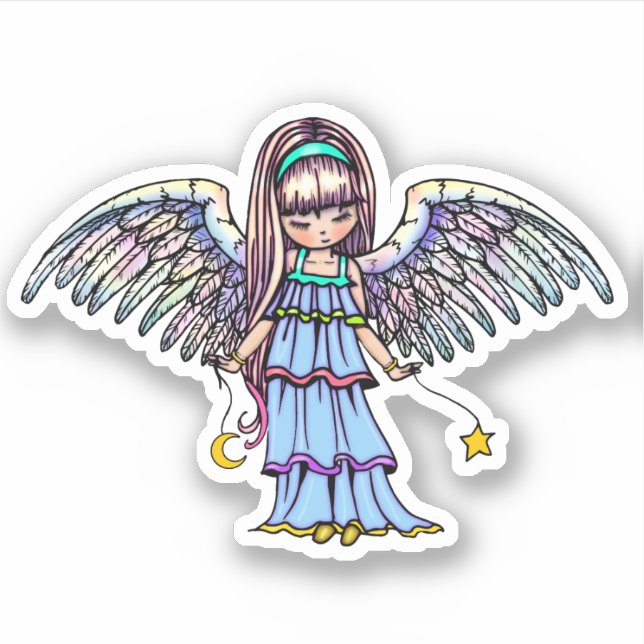 Sticker Sweet Angel tenant Star et Moon (Devant)