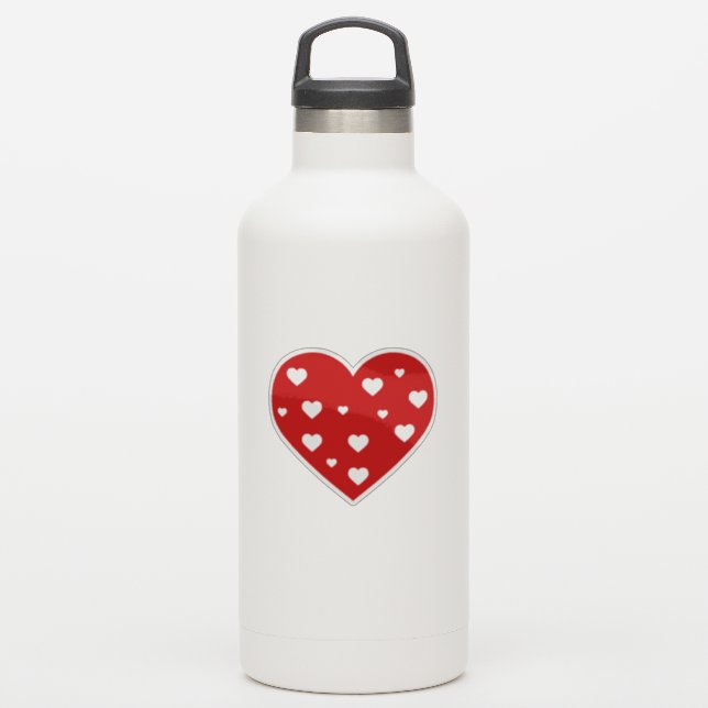 Sticker Sweet Lovely Romantique Rouge Coeurs blancs (Gourde)