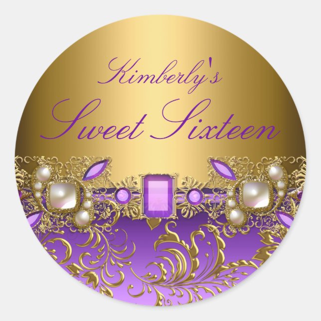 Sticker Sweet sixteen Gem & Pearl pourpre (Devant)
