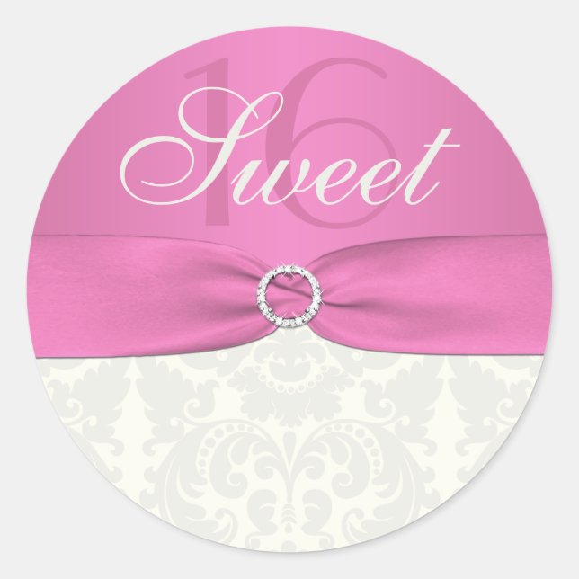 Sticker Sweet sixteen rose et ivoire (Devant)