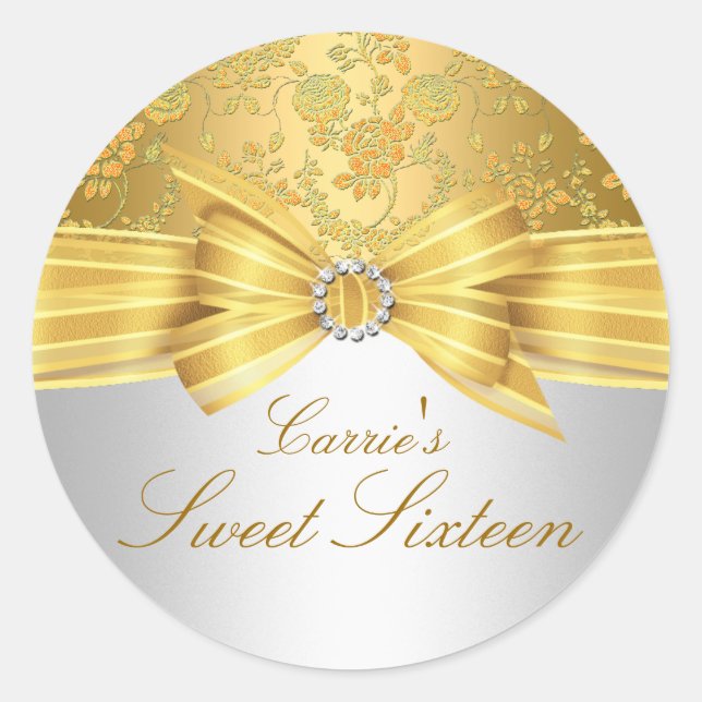 Sticker Sweet sixteen Rose or (Devant)
