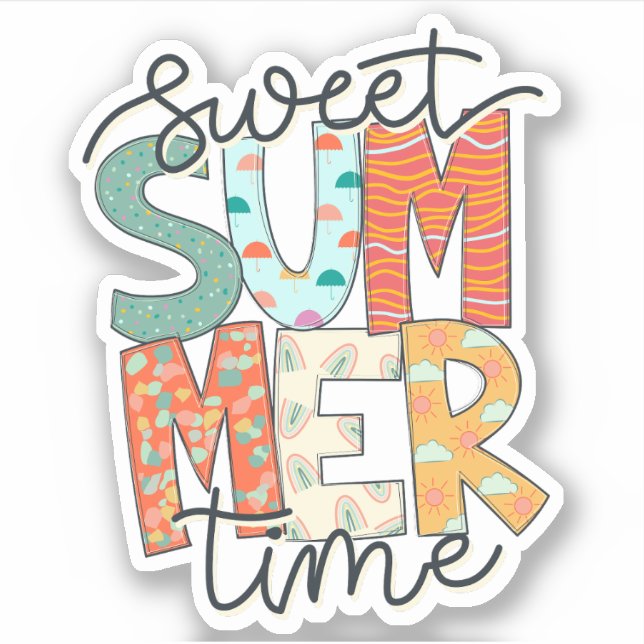 Sticker Sweet Summertime, Vacances en famille Plage Popsic (Devant)
