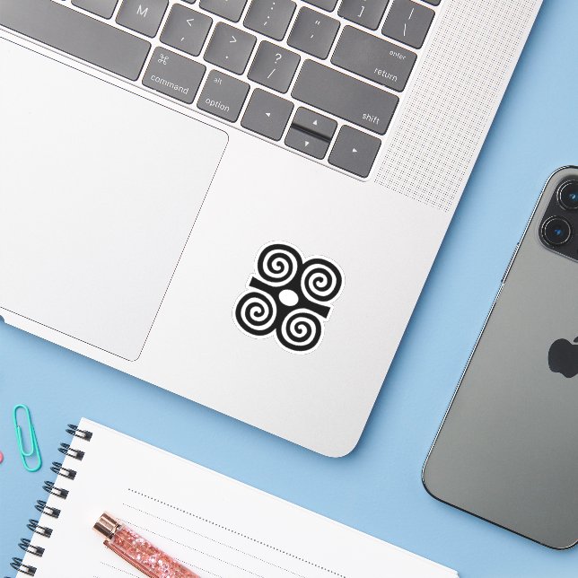 Sticker Symbole Adinkra - Initiative (Ordinateur portable avec iPhone)