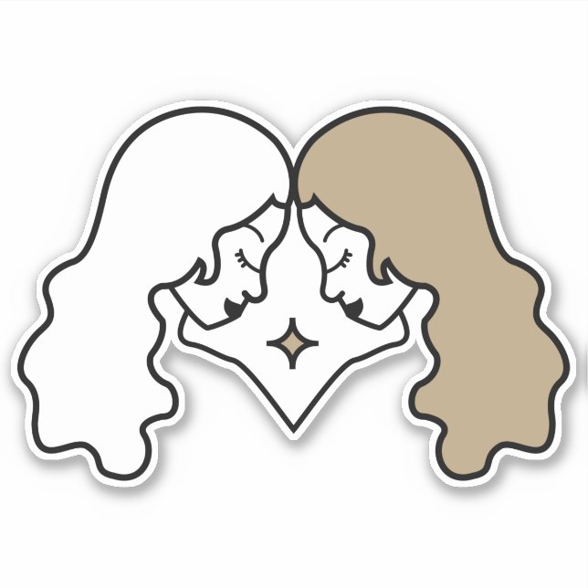 Sticker Symbole astrologique noir Gemini Twins Air (Devant)