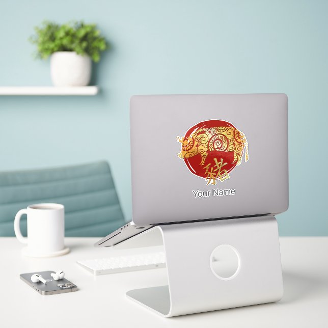 Sticker Symbole chinois Zodiaque Horoscope Constellation (Ordinateur portable sur le bureau)