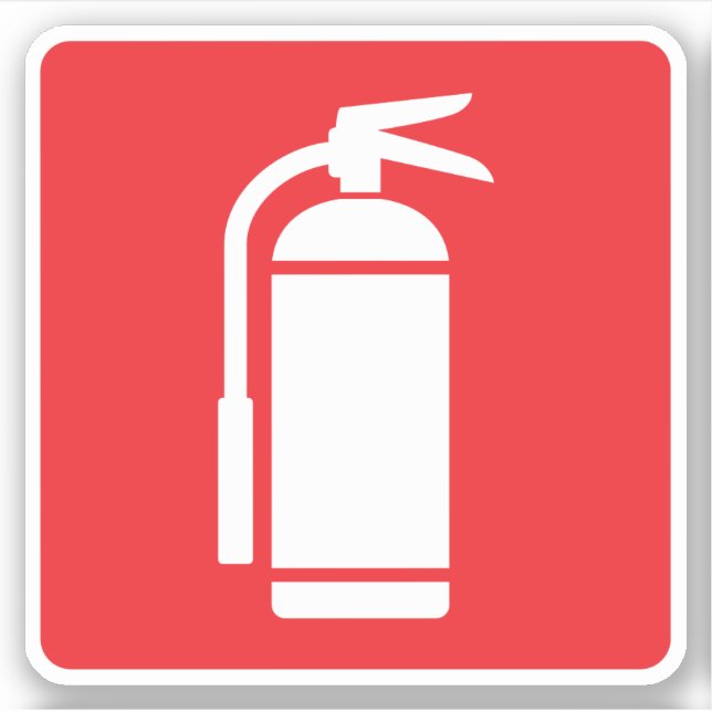 Sticker Symbole de l'extincteur, blanc sur rouge (Devant)