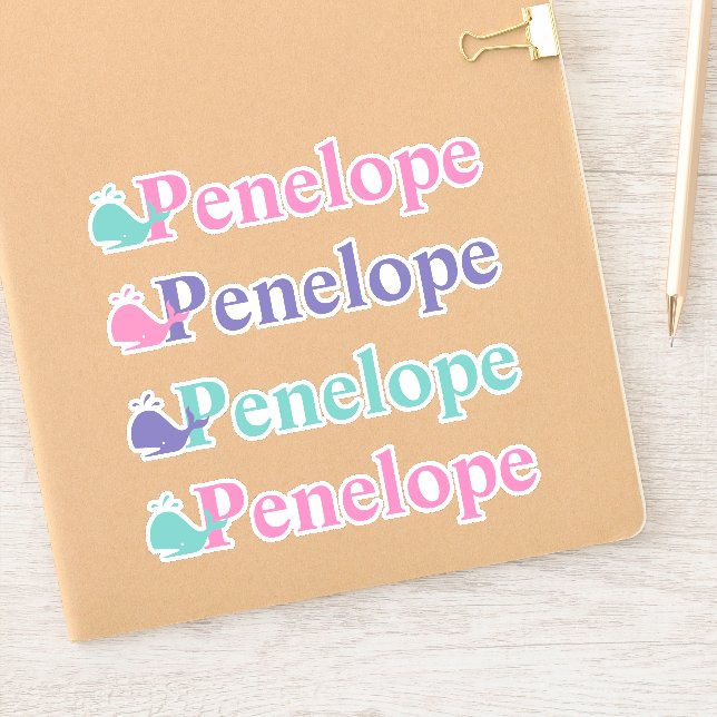 Sticker Symbole de poisson de baleine mignonne Nom personn (Carnet)