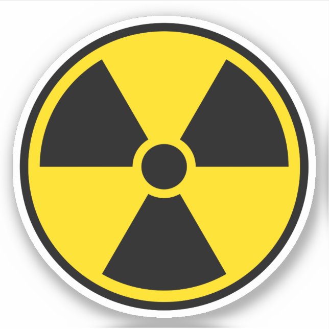 Sticker Symbole de rayonnement nucléaire, frontière noire (Devant)