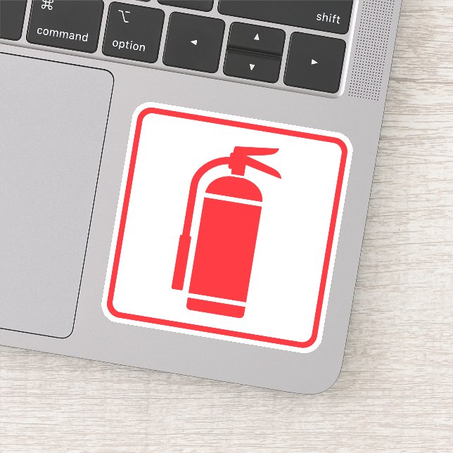 Sticker Symbole d'extincteur, rouge sur blanc, bordure rou (Détail)