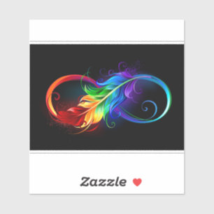 Sticker Symbole d'infini avec plume arc-en-ciel
