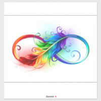 Symbole d'infini avec plume arc-en-ciel
