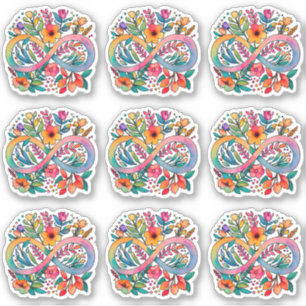 Sticker Symbole d'infinité des fleurs arc-en-ciel   Accept