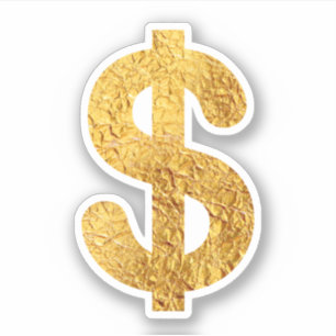 Sticker Symbole du dollar en feuilles d'or