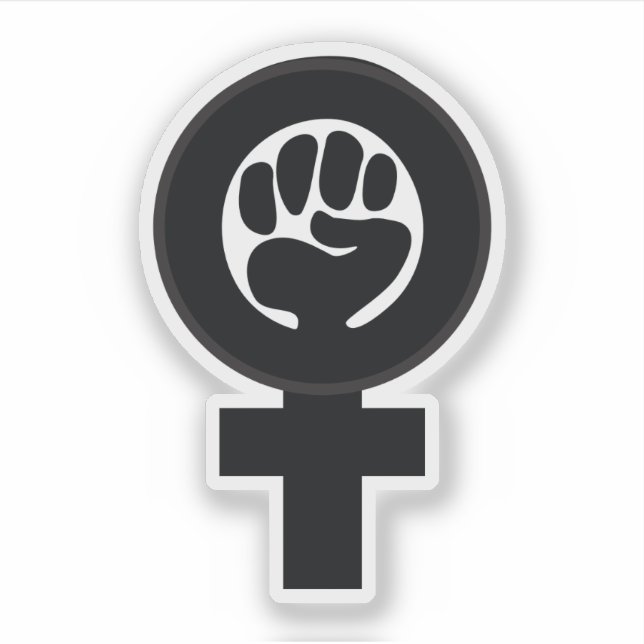Sticker Symbole féminin rétro avec poing (Devant)
