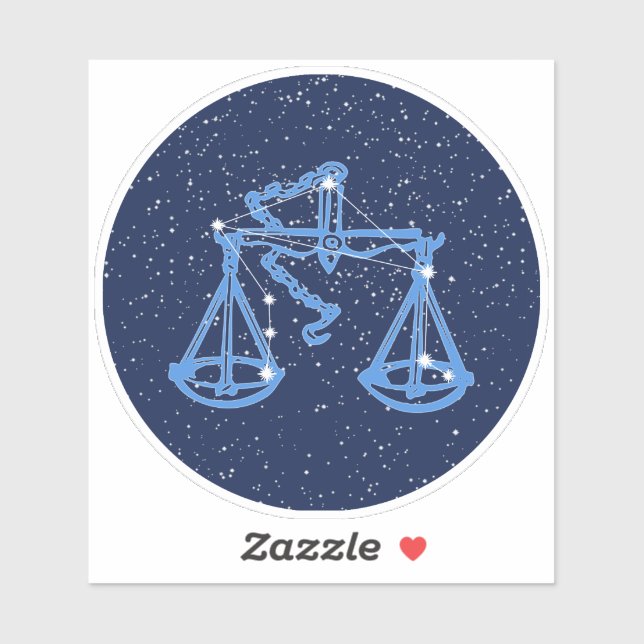 Sticker Symbole Libra Constellation et Zodiac avec étoiles (Feuille)