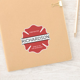 Sticker Symbole logo rouge du pompier personnalisé