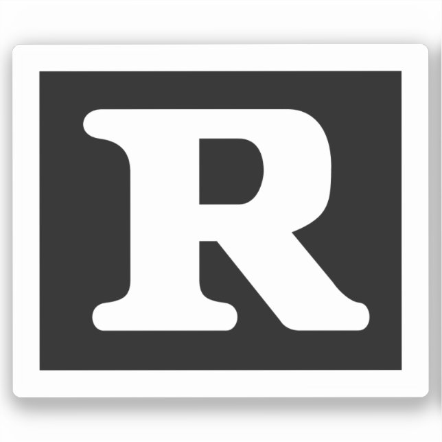 Sticker Symbole restreint R noté amusant (Recto)