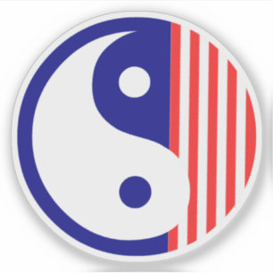 Sticker SYMBOLE ROUGE BLANC ET BLEUS YIN Yang