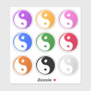 Sticker Symbole Yin Yang Jeu de couleurs multiples 9 Stick