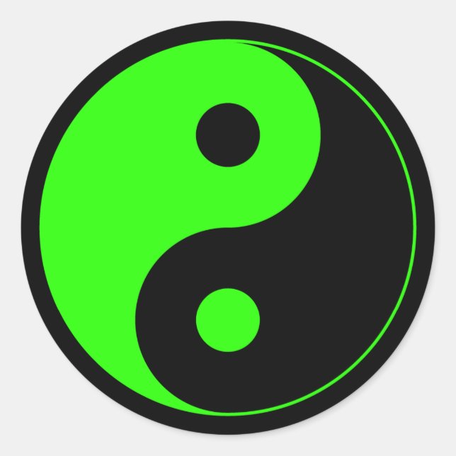 Sticker Symbole Yin Yang Vert et Noir (Devant)