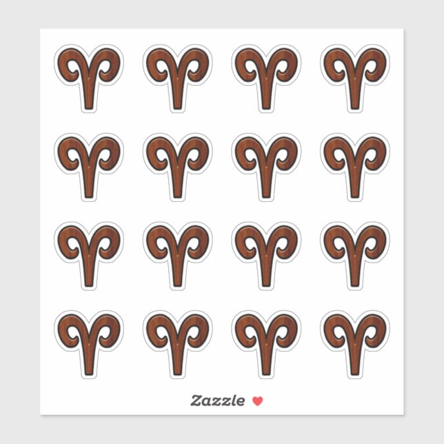 Sticker Symbole Zodiac d'Aries moderne en acajou comme imp (Feuille)