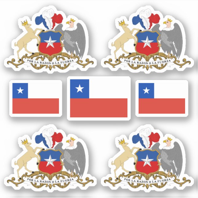 Sticker Symboles de l'État chilien / blason et drapeau (Devant)