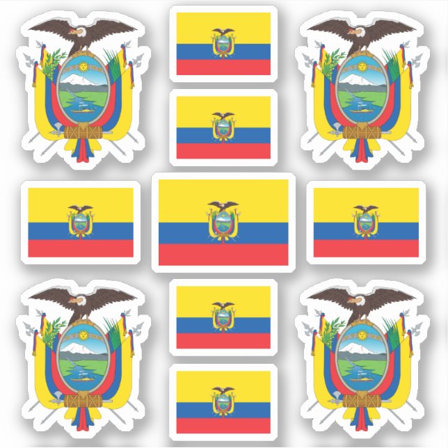 Sticker Symboles de l'État équatorien / blason et drapeau (Devant)