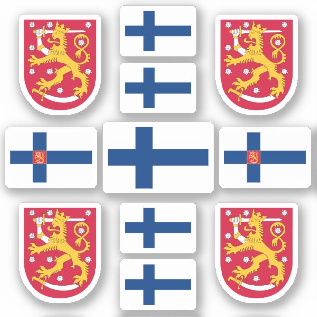 Sticker Symboles de l'État finlandais / blason et drapeau (Devant)