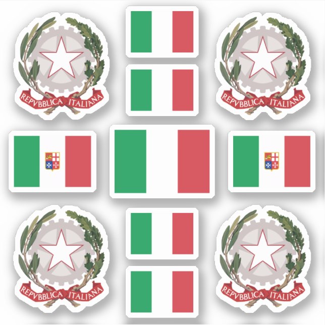 Sticker Symboles de l'État italien / blason et drapeau (Devant)