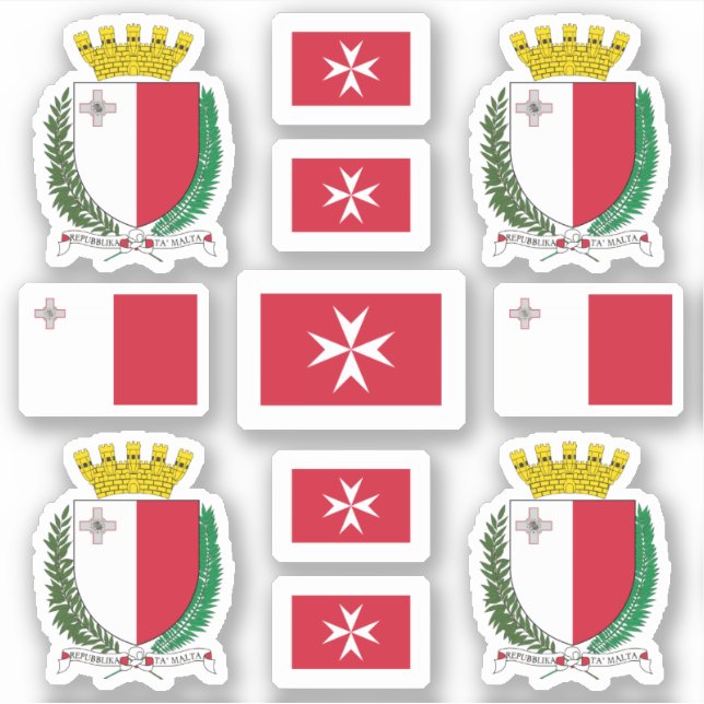 Sticker Symboles de l'État maltais / blason et drapeau (Devant)