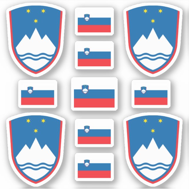 Sticker Symboles de l'État slovène / blason et drapeau (Devant)