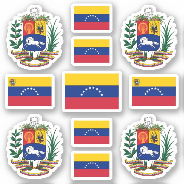 Sticker Symboles de l'État vénézuélien / blason et drapeau (Devant)