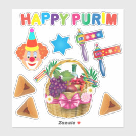 Sticker Symboles du carnaval du Festival Purim de Clowns h